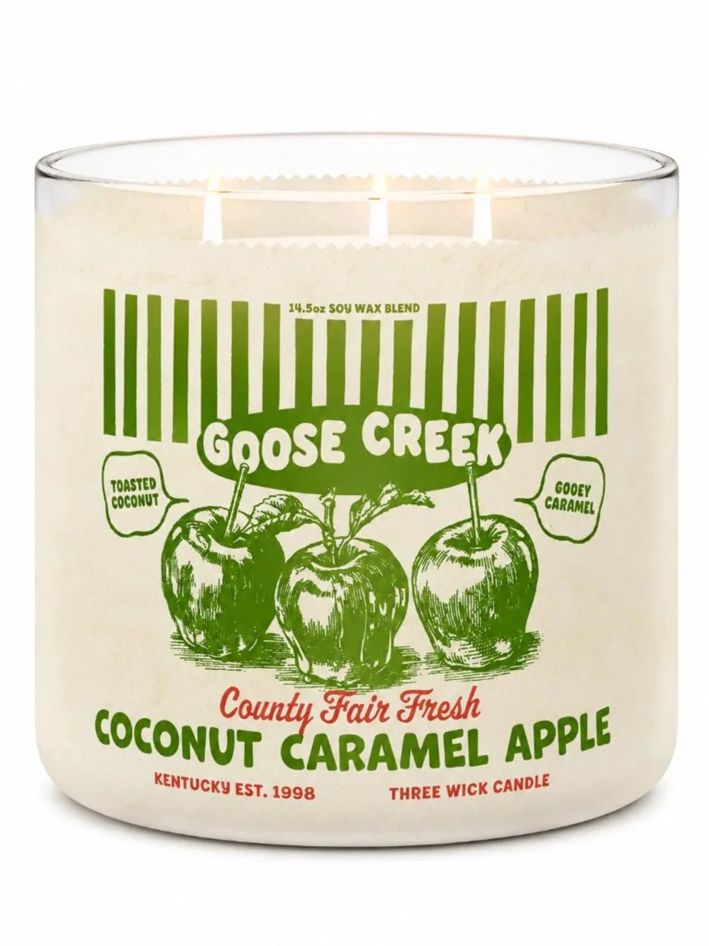 New Goose Creek Coconut Caramel Apple 3-Wick Candle 14.5 oz Fall Scent